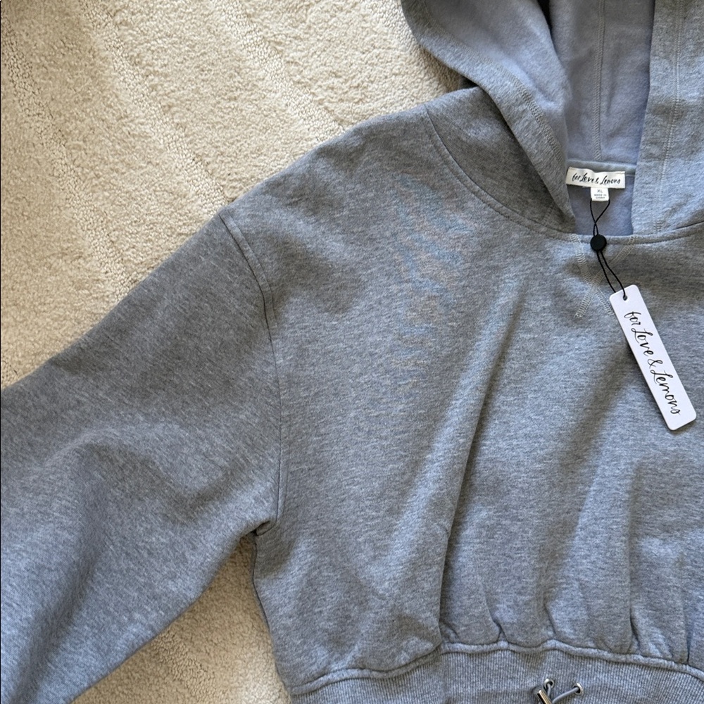 NEW- For Love & Lemons Josie Gray Sweatshirt - Picture 7 of 12